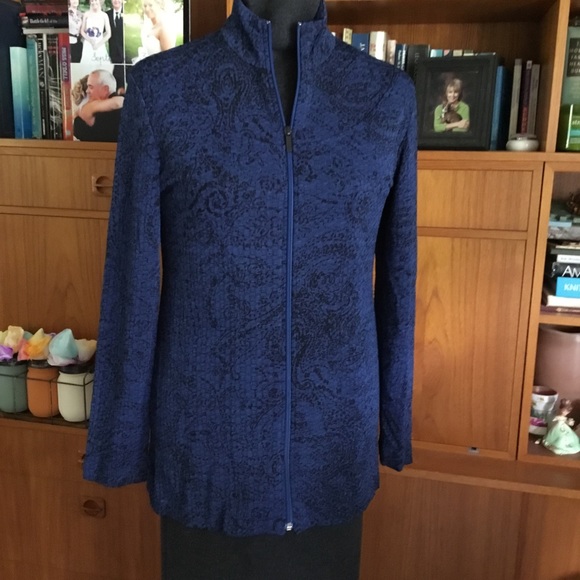 CHICOS NAVY KNIT FULL ZIP SWEATER - Picture 4 of 9